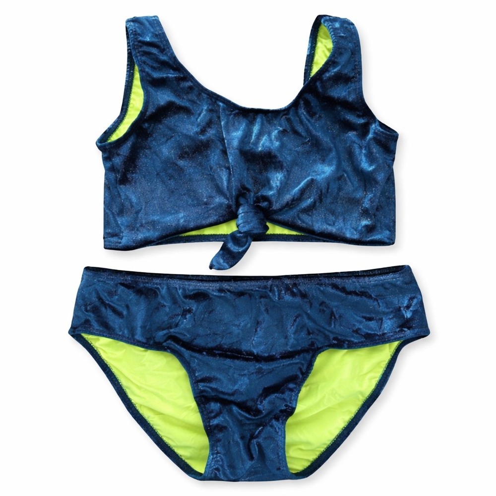 L'été Girls Sparkly Blue Velvet Bikini, 16